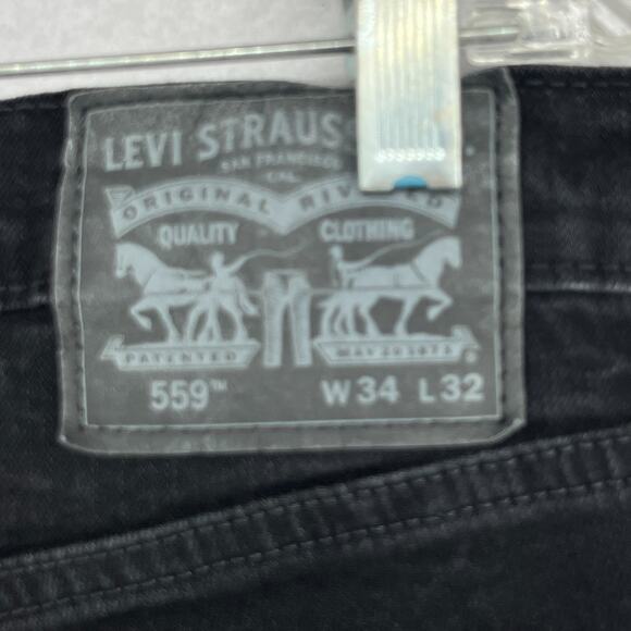 LEVIS 559 Jeans Mens 34x32 Relaxed Straight Denim 5 Pocket Stretch Cotton Black - Picture 5 of 16